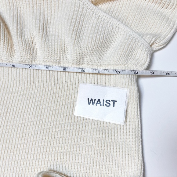 Tularosa Mia Surplice Mini Dress Large sweater knit ivory cream long sleeve boho - Picture 9 of 13